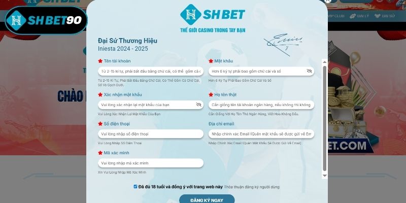 Điền chính xác, đầy đủ thông tin đăng ký SHBET hệ thống yêu cầu