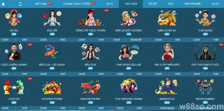Cổng game phong phú đa dạng